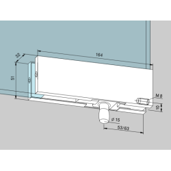Dorma 03.120 PT30 overglasbeslag med pinol, 10 mm 