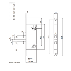 Assa Abloy Connect 624 lsekasse dorn 50 venstre ud MC mikro