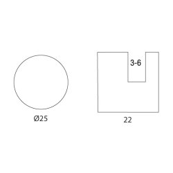 Spejlholder rund, 25 mm