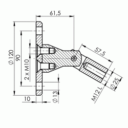 Baldakin vgbeslag for stang A14/120