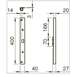 Assa 2305 vinkelslutblik 400 mm til 309