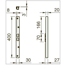 Assa 2407 vinkelslutblik 400 mm smalt