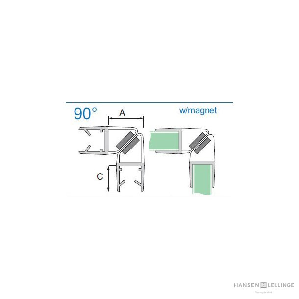 Magnetttningslister 90&deg;, st